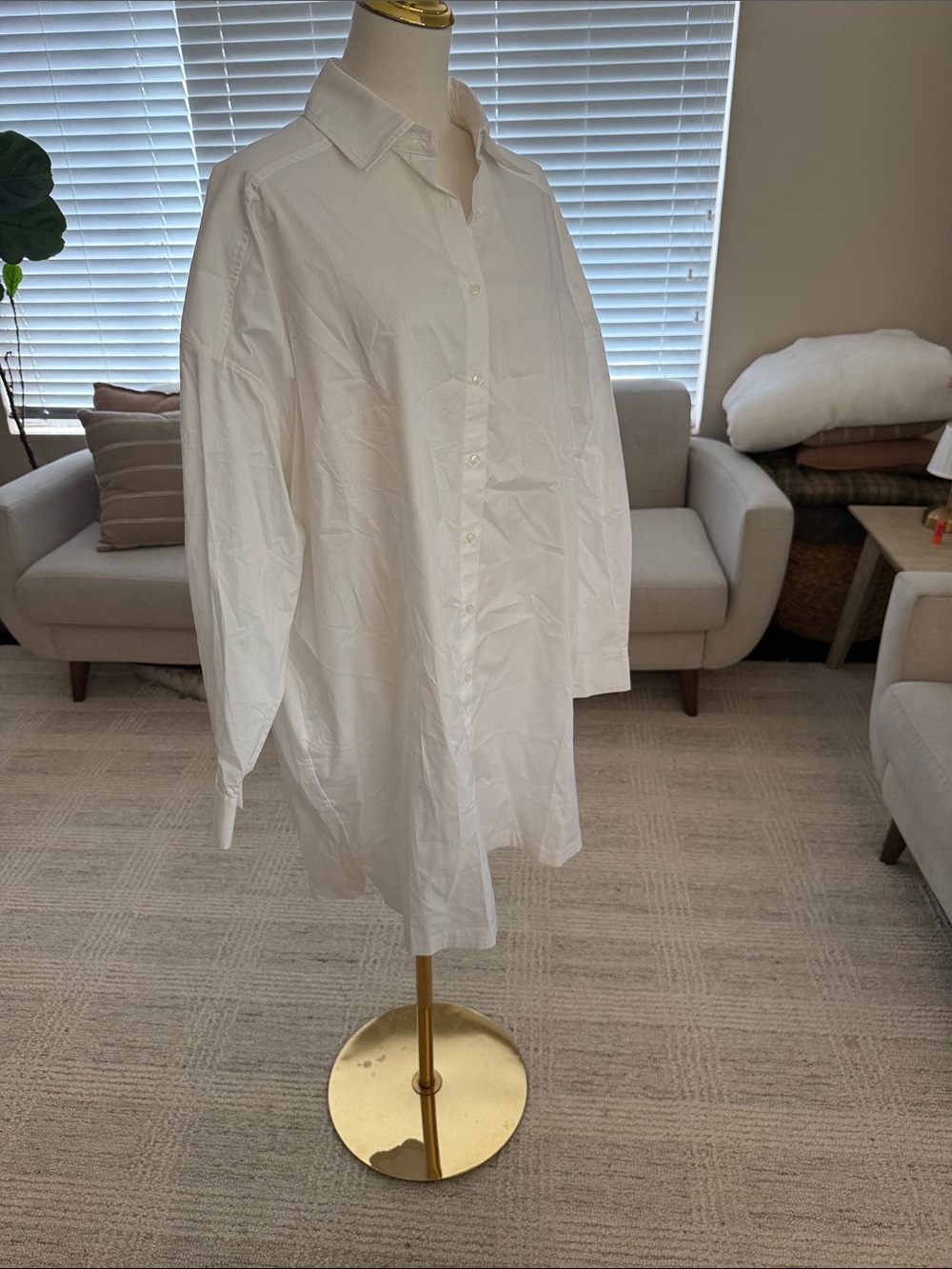 Anine Bing White Women’s Oversized Button-Up Shirt Dress - Picture 2 of 5